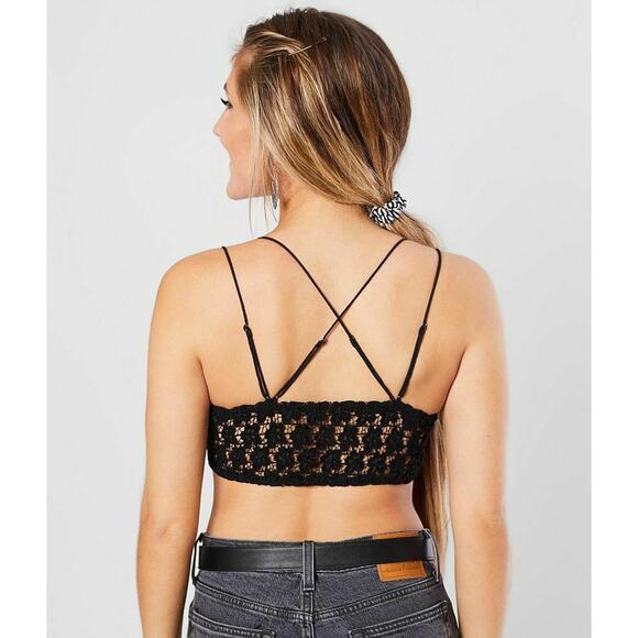 NEW Free People Black Celine Velvet Lace Bralette Small F19M05006 - Picture 2 of 7